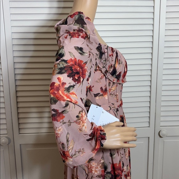NWT Azazie Atelier Karla Mauve Multi Midi Dress XS - Picture 6 of 15